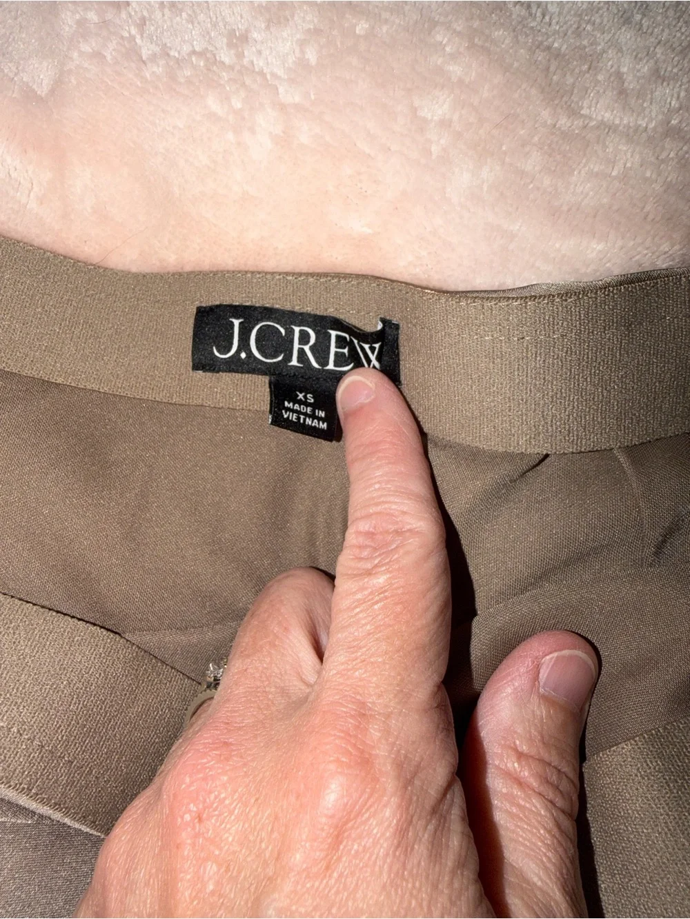 J. Crew Tan Satin Midi A-Line Skirt